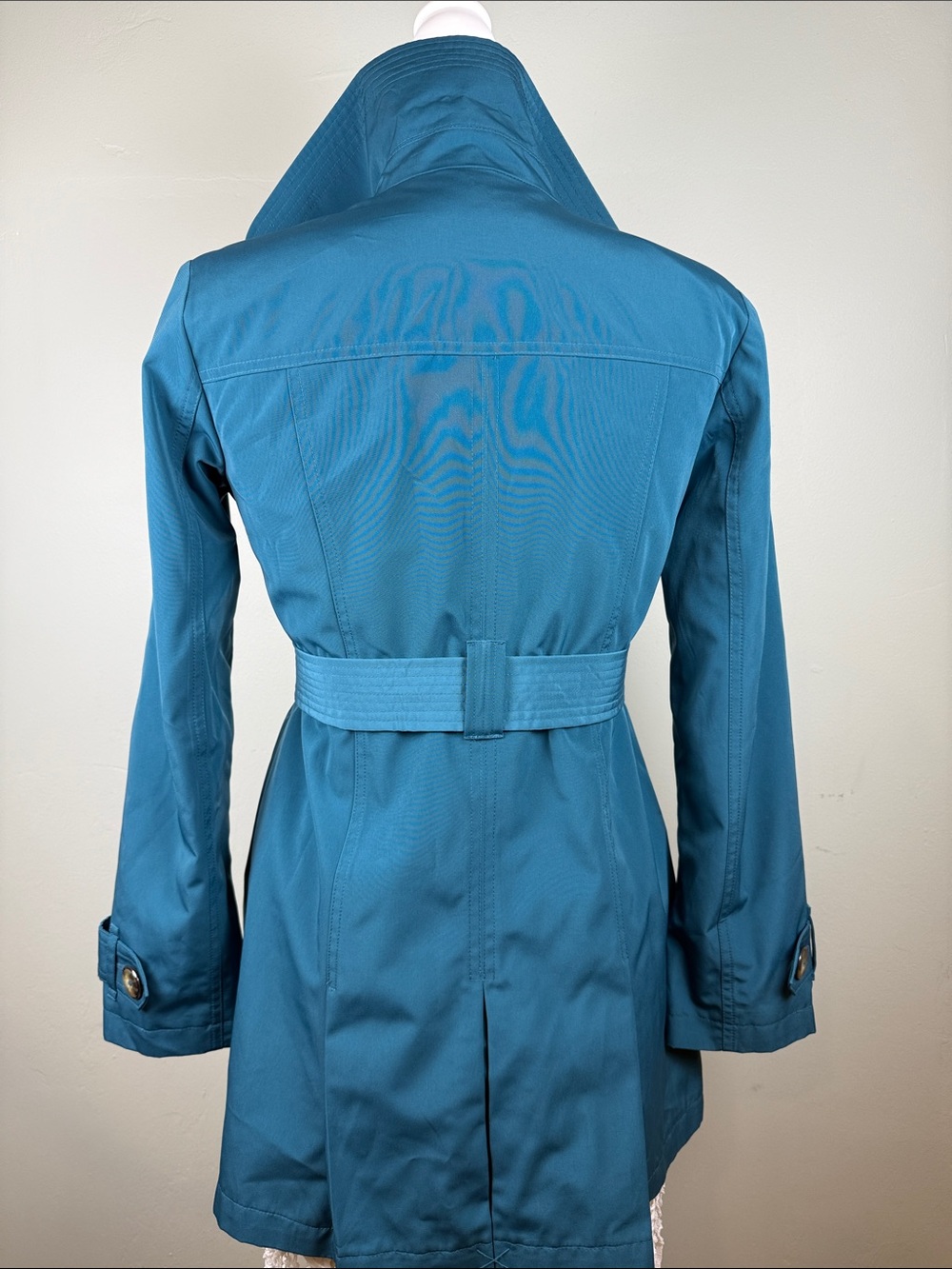 London Fog Teal Blue Classic Trench Coat Rain Jacket Petite XS PXS - Picture 3 of 11